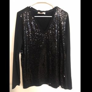 Michael Kors NWOT Black Sequin Long Sleeve